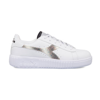 Sneakers bianche da ragazza con logo glitterato Diadora Game Step Glow Gs, Brand, SKU s352000055, Immagine 0